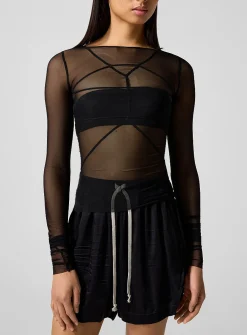 Temple sheer long-sleeve top