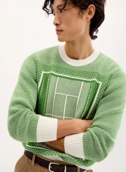 Tennis court jacquard sweater