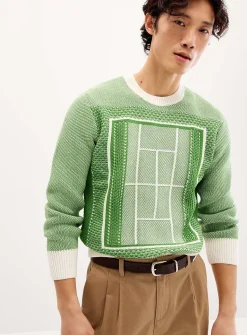 Tennis court jacquard sweater
