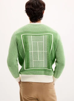 Tennis court jacquard sweater