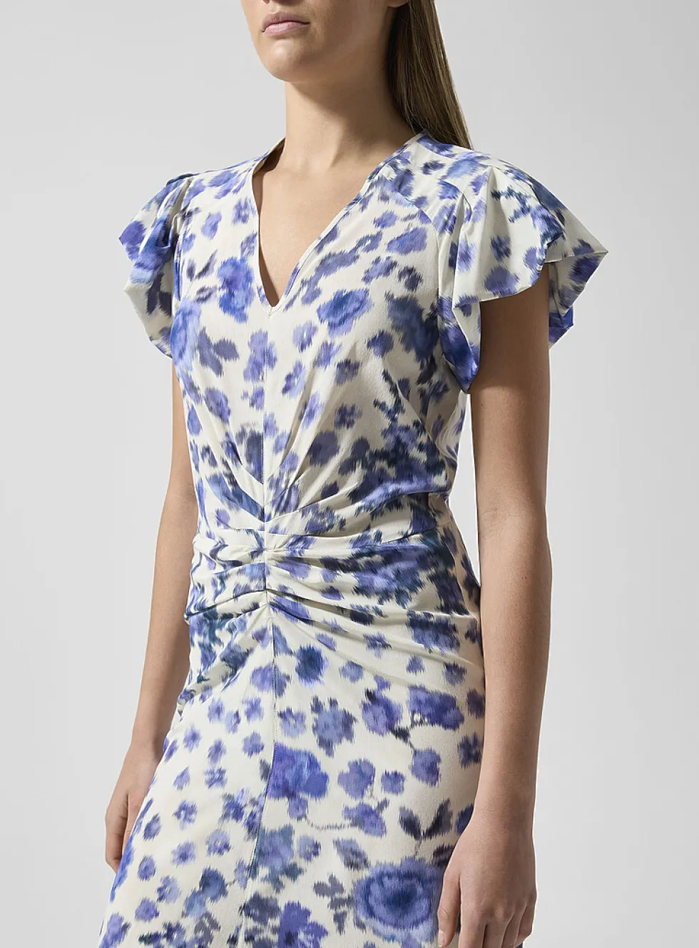 Terenae ruched silk dress