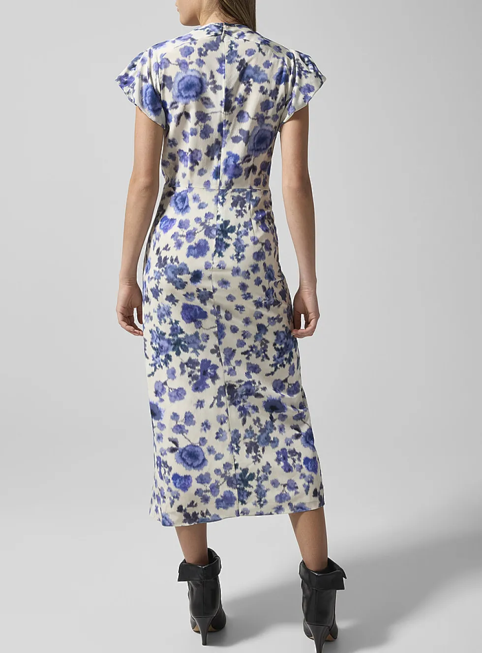 Terenae ruched silk dress