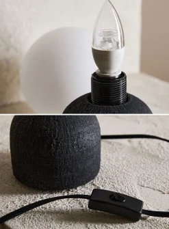Terracotta table lamp and spherical lampshade