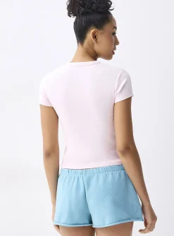 Terry-lined fleece mini short