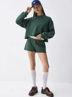 Terry-lined fleece mini short