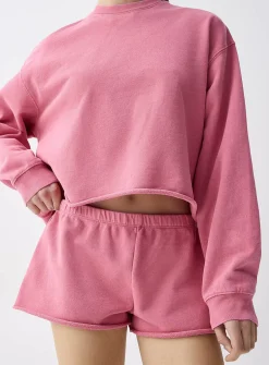 Terry-lined fleece mini short