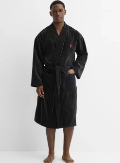 Terry-lined velvet robe