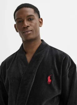 Terry-lined velvet robe