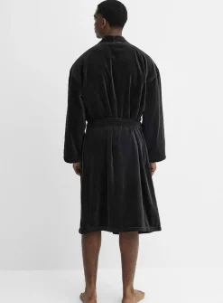 Terry-lined velvet robe
