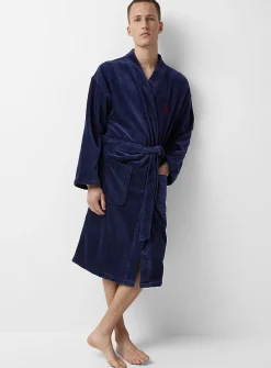 Terry-lined velvet robe