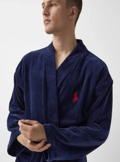 Terry-lined velvet robe