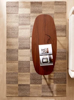 Textured checkerboard artisanal rug
