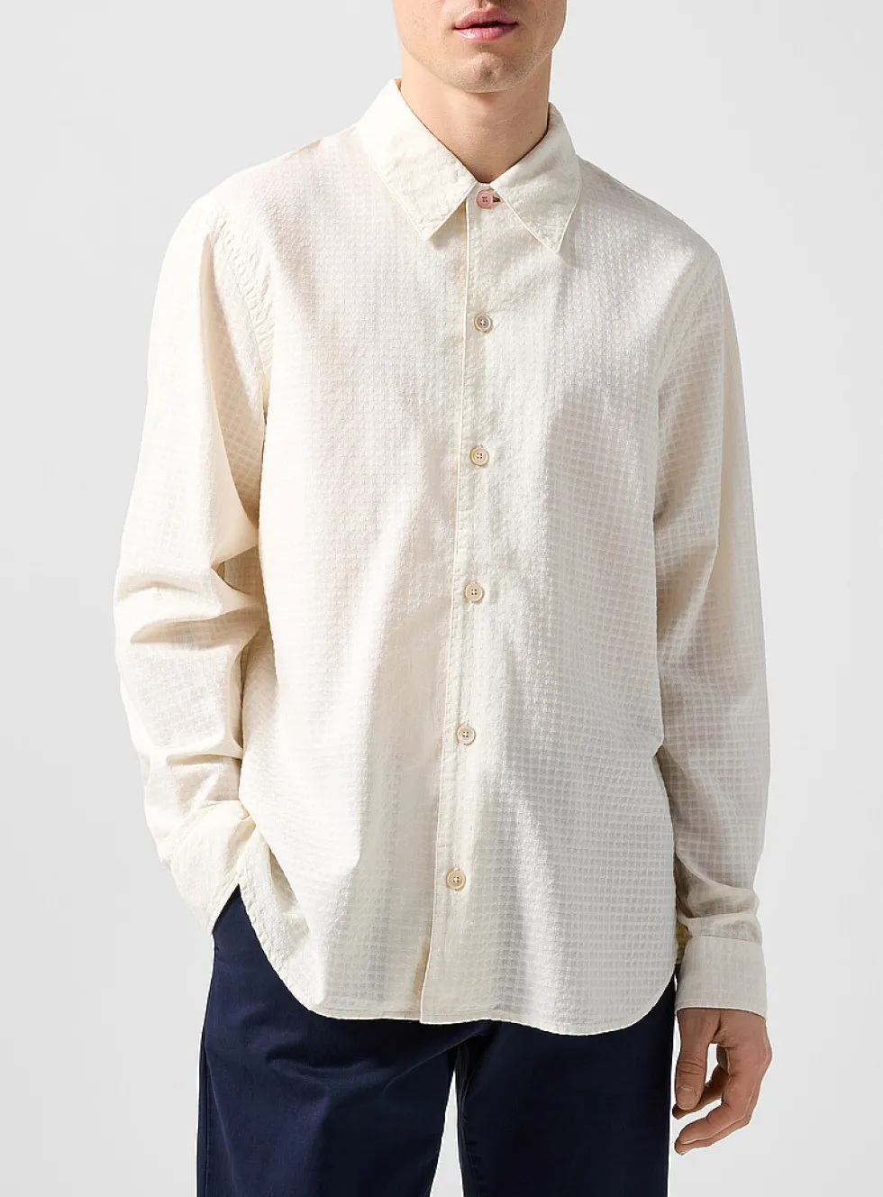 Textured cream-coloured jacquard shirt