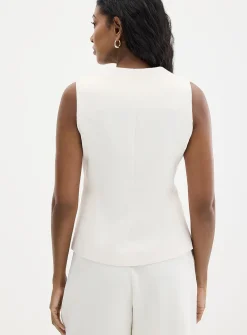 Textured crepe crew-neck vest