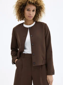 Textured crepe dress bomber jacket