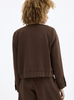 Textured crepe dress bomber jacket