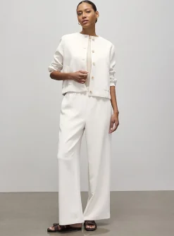 Textured crepe dress bomber jacket