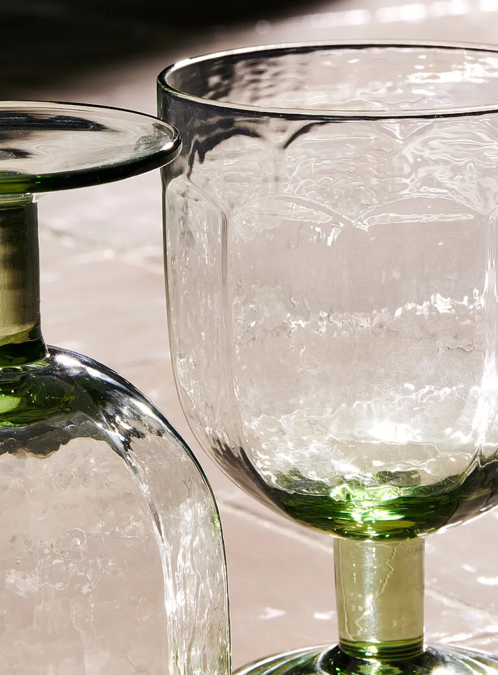 Textured faceted wine glasses