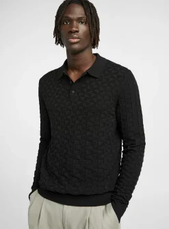 Textured geo knit polo