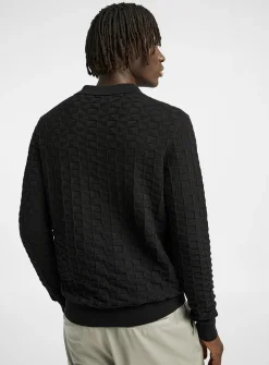 Textured geo knit polo