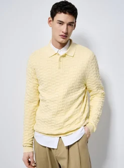 Textured geo knit polo