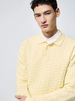 Textured geo knit polo