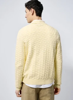 Textured geo knit polo