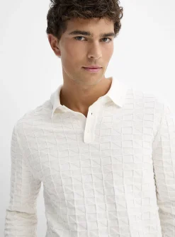 Textured geo knit polo