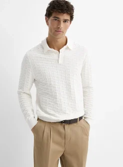 Textured geo knit polo