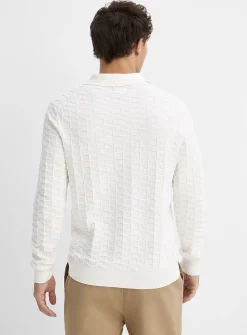 Textured geo knit polo