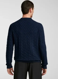 Textured geo knit polo