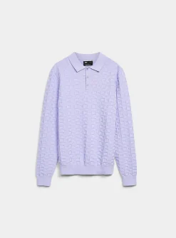 Textured geo knit polo