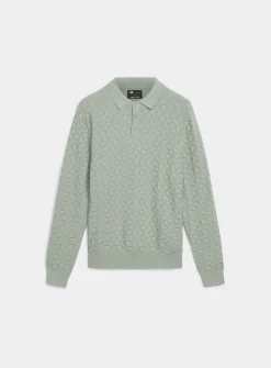 Textured geo knit polo
