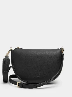 Textured half-moon crossbody bag