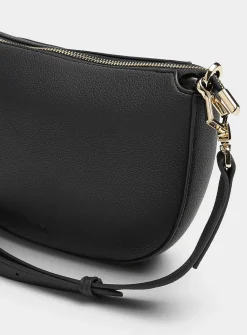Textured half-moon crossbody bag