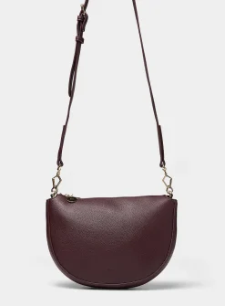 Textured half-moon crossbody bag