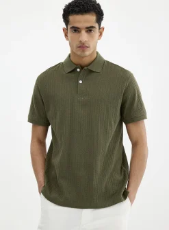 Textured jersey polo