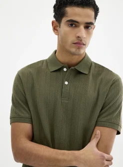 Textured jersey polo