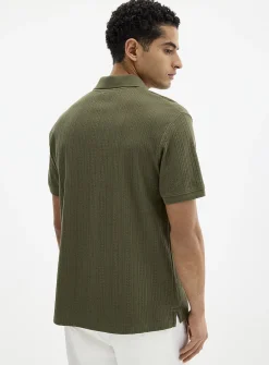 Textured jersey polo