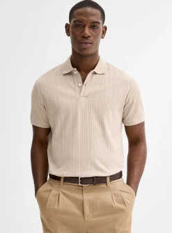 Textured jersey polo