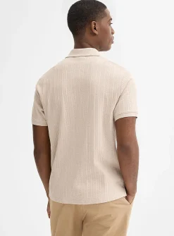 Textured jersey polo