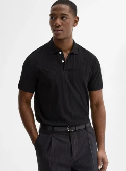Textured jersey polo