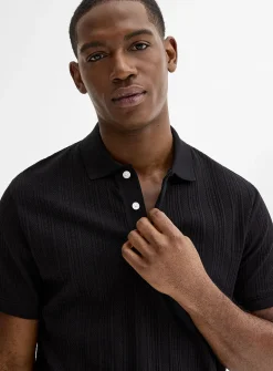 Textured jersey polo