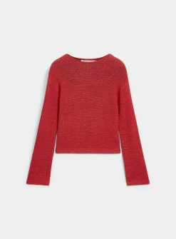 Textured knit boat-neck sweater