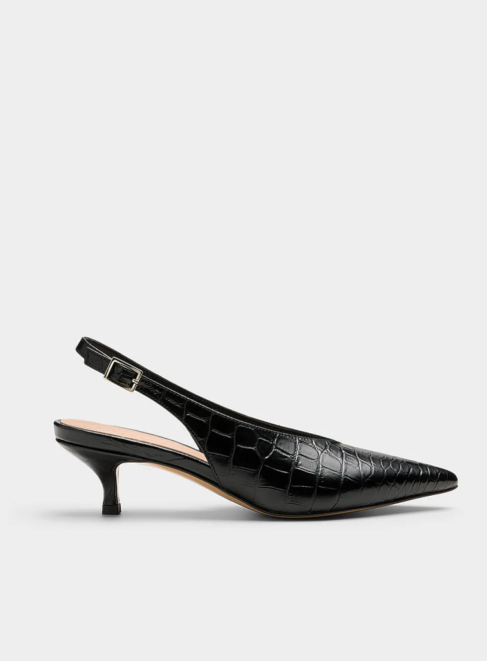 Textured leather slingback pumps