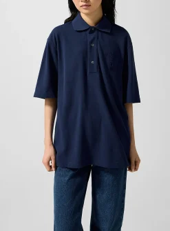 Textured logo loose polo shirt