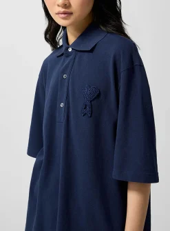 Textured logo loose polo shirt
