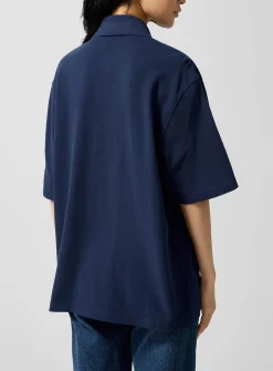Textured logo loose polo shirt