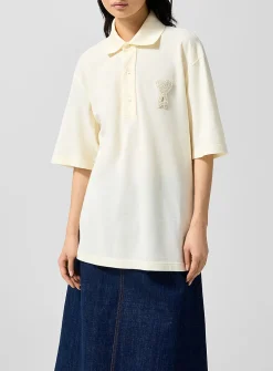 Textured logo loose polo shirt