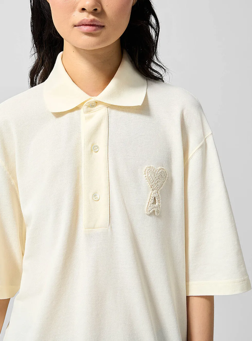 Textured logo loose polo shirt